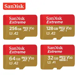 100% Оригинальные карта памяти SanDisk Extreme 32 GB A1 SDHC 64 GB 128 GB 256 GB A2 SDXC 4 K UHD U3 Micro SD карты памяти Microsd