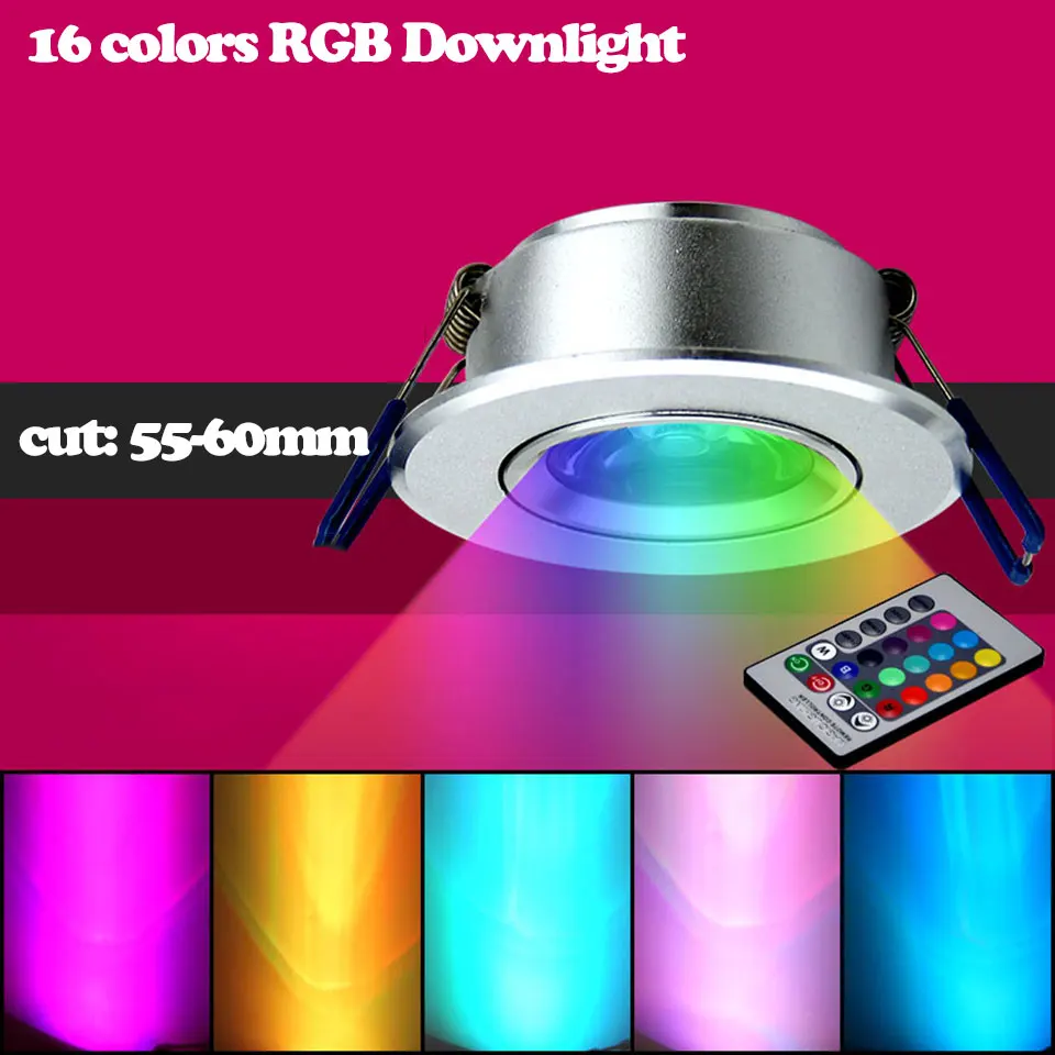 GD3W RGB Светодиодный точечный светильник 85-265 в RGB светодиодный светильник лампа+ ИК пульт дистанционного управления 16 цветов Алюминиевый встраиваемый RGB светильник