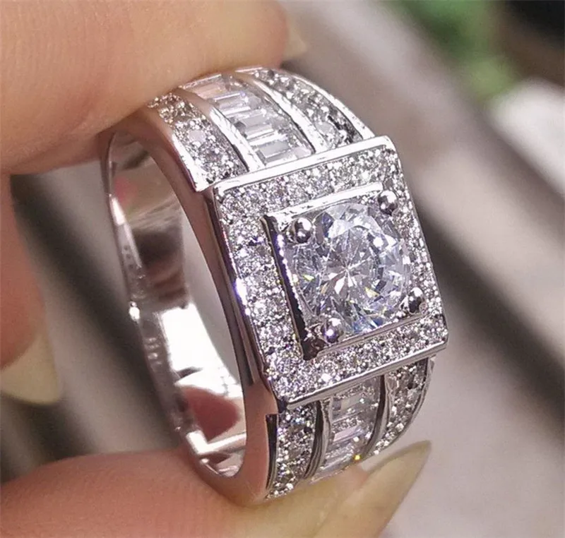 

NEW Fashion Luxury Charm AAA Baguette Cubic Zirconia Wedding Ring For Men Cz Party Wedding Jewelry Free Shipping