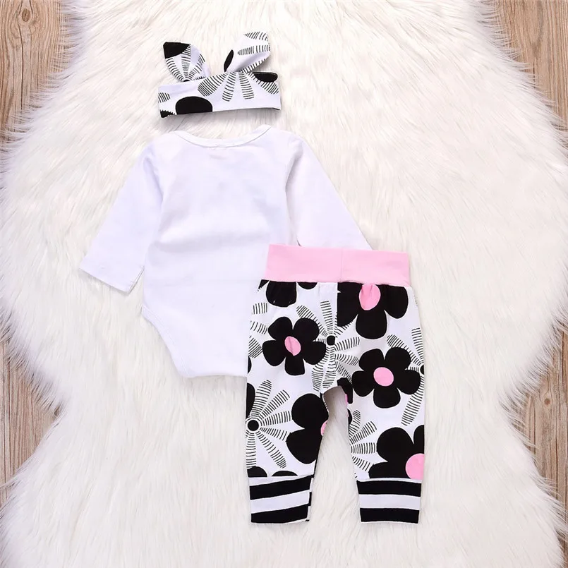 Baby Clothes Toddler Infant Baby Girls Letter Floral Print Romper Jumpsuit Pants Outfits Set romper do beb menina #15O18 #F (7)