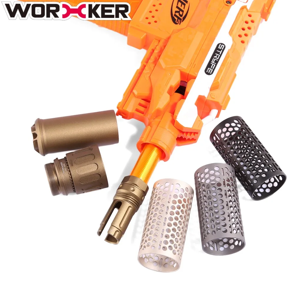 

Worker QDC Aluminum Alloy Front Tube Decorator & Triden Decorative Cap with Connector for Nerf - Bronze