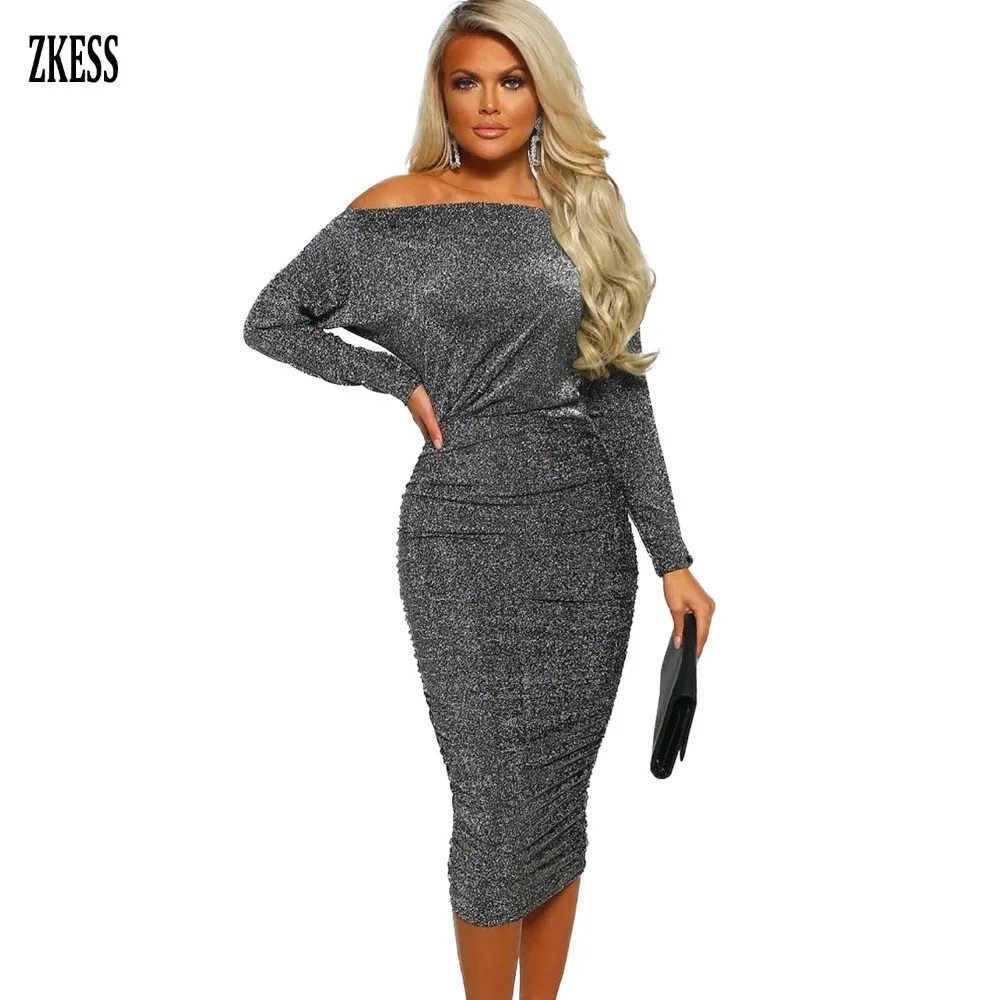 Diamond-Lady-Gray-Lurex-Ruched-Midi-Dress-LC610582-11-1