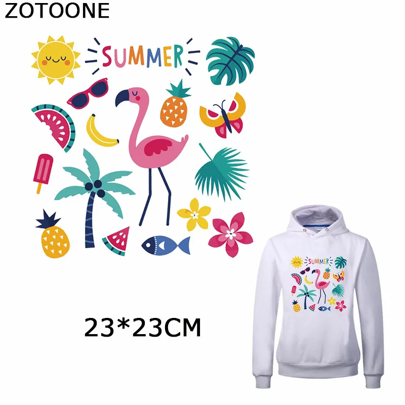 

ZOTOONE Cool Animal Patches Set on Clothing Flamingo Ironing on Press Heat Transfers for Clothes Diy Stickers Applications Patch
