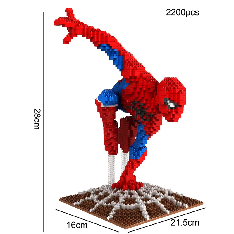 Big Size Super Hero Thor Spiderman Micro Building Blocks Toys Funny Kids DIY Movie Cartoon Spider Man Figures Educational Toys (8)
