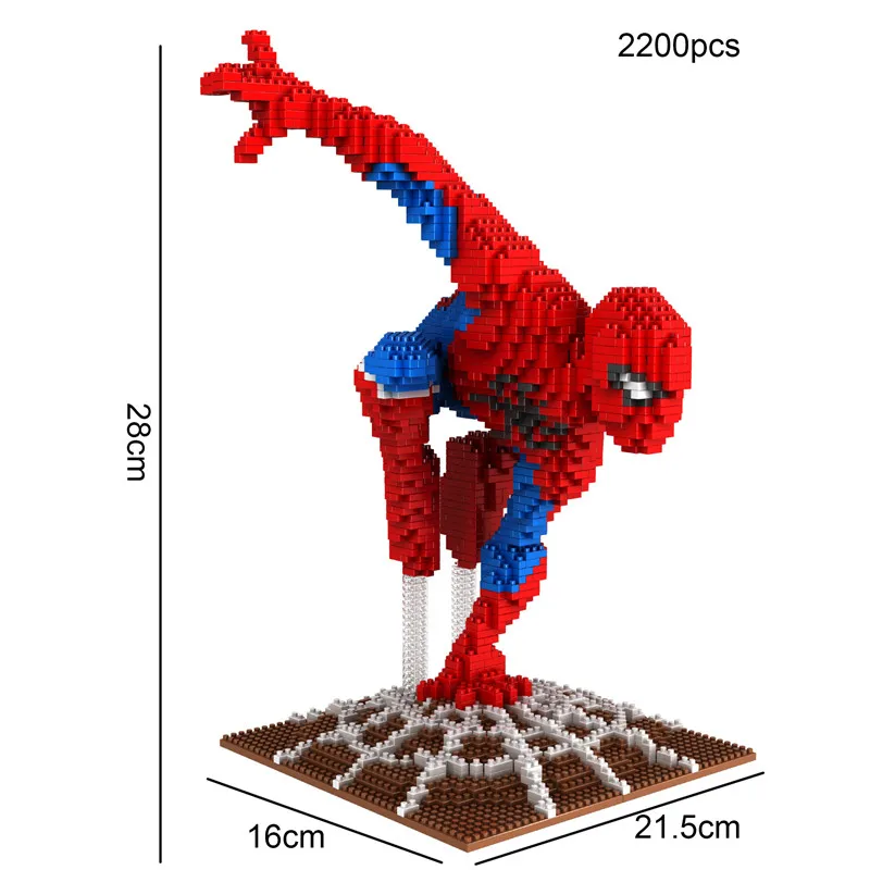 Большой размер супер фигурка супергероя Тор Человек-паук микро строительные блоки игрушки Забавные Дети DIY фильм Мультфильм Человек-паук Фигурки развивающие игрушки