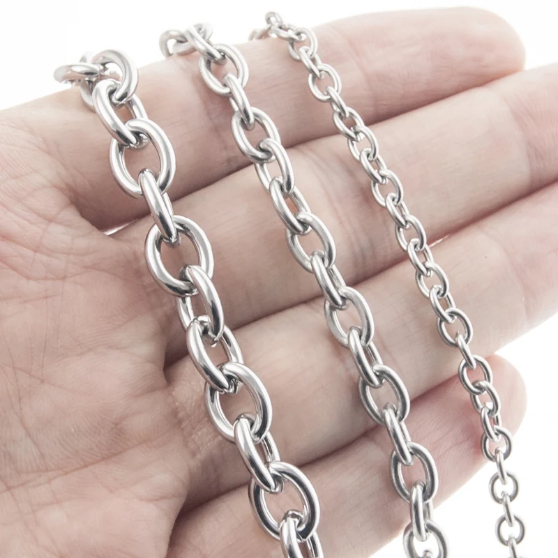 

4/6/8mm Stainless Steel Chain For Jewelry Making By Meter Silver Color/Golden Roll Link Chain By 25m/50m/100m A Roll Wholesale