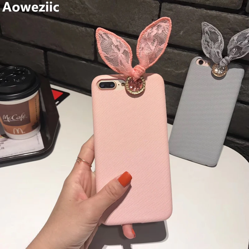 

Aoweziic New lace rabbit ears For iPhone6s mobile phone shell X XS MAX XR 8plus soft silicone female 7plus anti slip sleeve