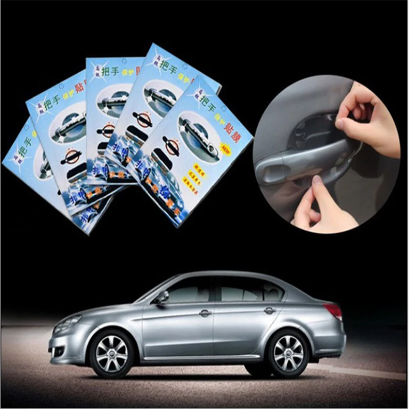 4pcs Adhesive Car Door Handle Paint Scratch Protective Panda Decal Film MY