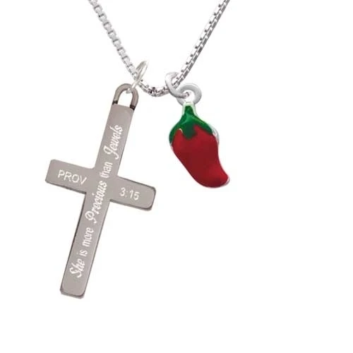 Red Jalapeno - She is More Precious - Cross Necklace (1)