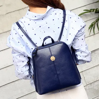 

Fashion ladies bag travel backpack student bag solid color portable backpack School Rucksack Backpack Leather bag Dropship T702