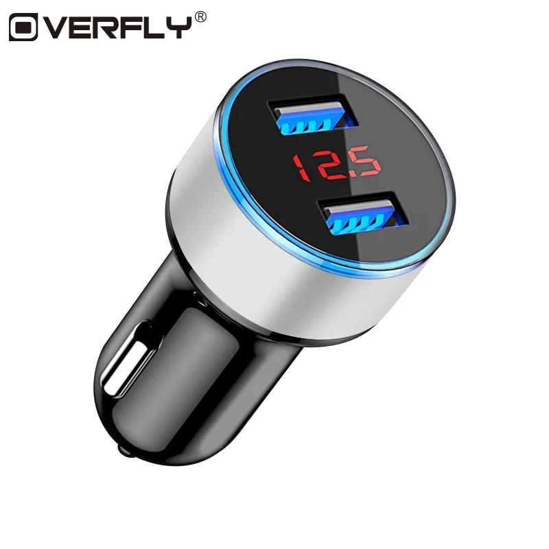 

Overfly 5V 3.1A Car Charger With LED Display Universal Dual USB Phone Car-Charger for Huawei Samsung S8 iPhone X 8 Plus Charger