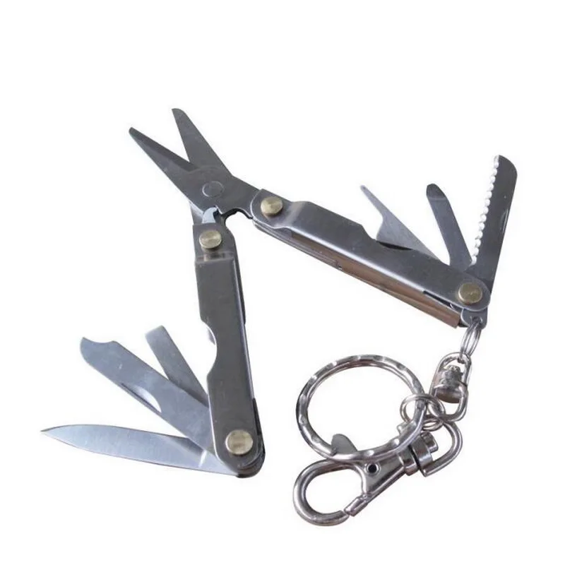

EDC Stainless Steel Scissors Creative Multifunctional Combination Tool Outdoor EDC Carrying Keychain Survival Cut Tools Silver