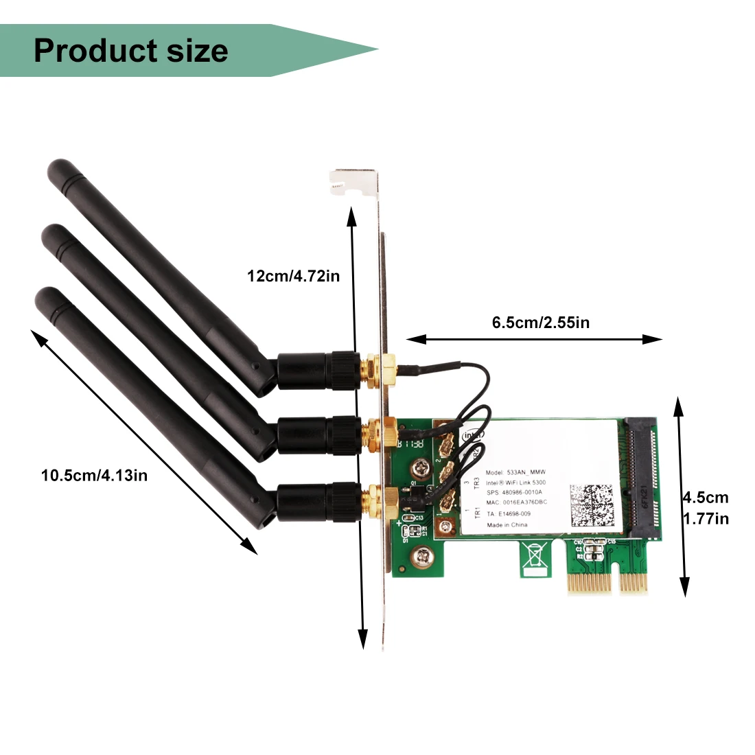 Ubit 450 м двухдиапазонный WIE5300 5 ГГц/2,4 ГГц PCI-E беспроводной WiFi сетевая карта для ПК