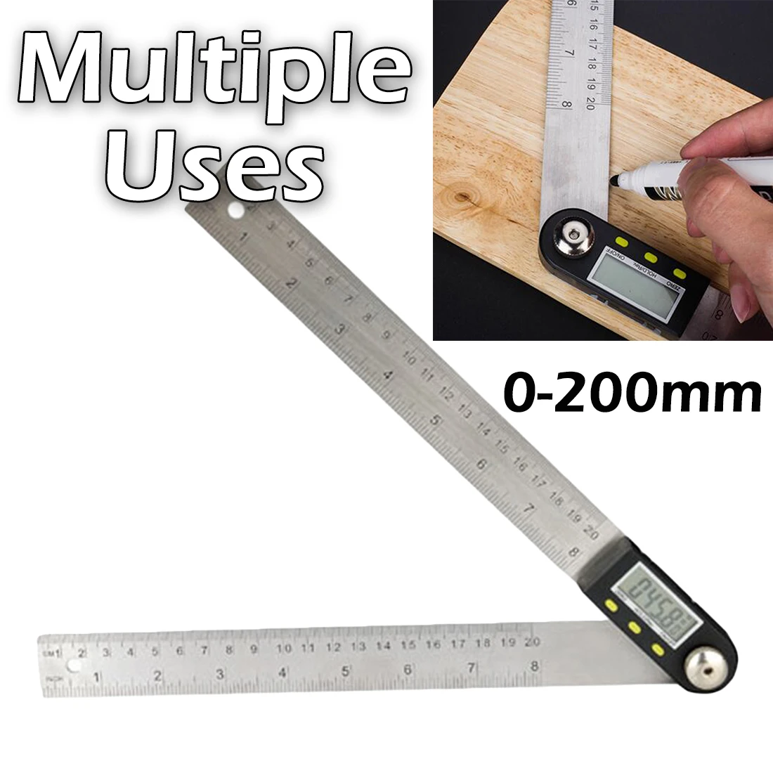  200 mm 8'' Digital Meter Angle Inclinometer Angle Digital Ruler Electron Goniometer Protractor Angl