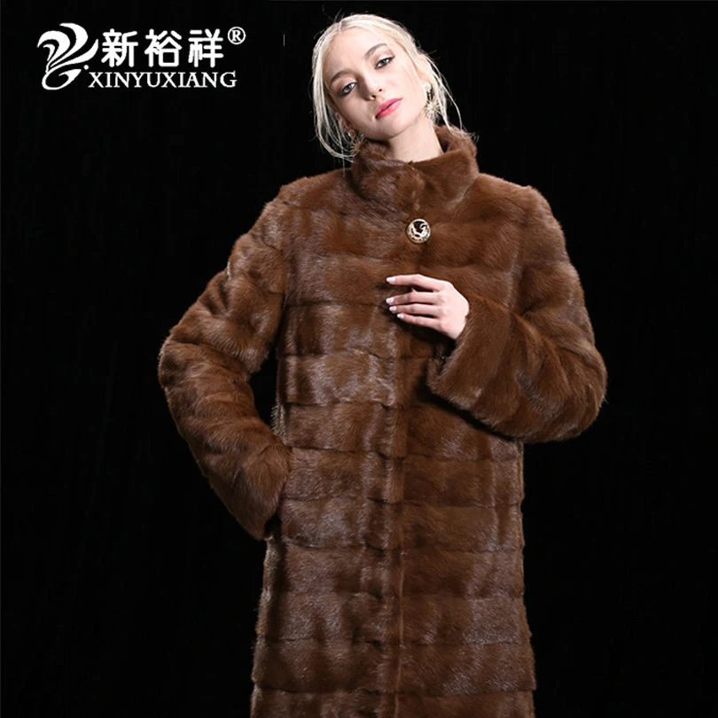 XINYUXIANG Real mink fur winter coat for women Customizable Long thick warm Natural fur Genuine Leather Real fur coat women New