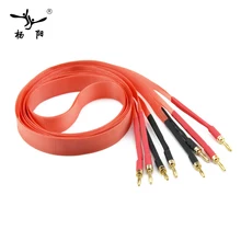 YYAUDIO 1 Pair Nordost Hi-End Red Dawn Telfon Audio Speaker Cable 2.5m 3m Gold plated banana plug spade plug yyaudio 1 pair nordost hi end red dawn telfon audio speaker cable 2 5m 3m gold plated banana plug spade plug