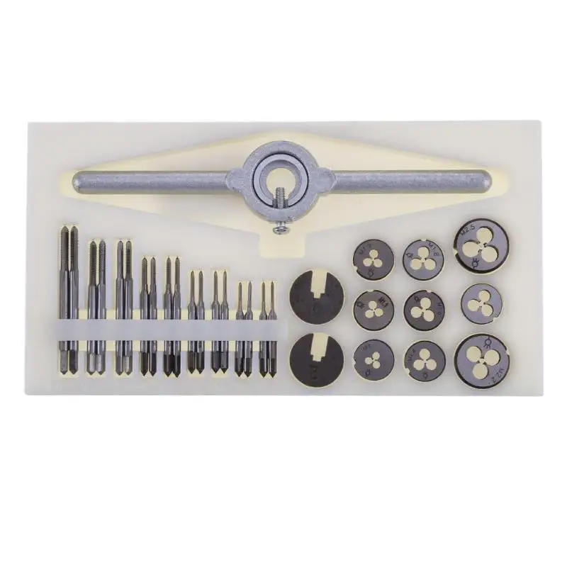 

31pcs/set Portable Woodworking M1-M2.5 Metric Screw Tap Threading Die Wrench Holder For Car Repairing Hand Tool Taps Tap Holder