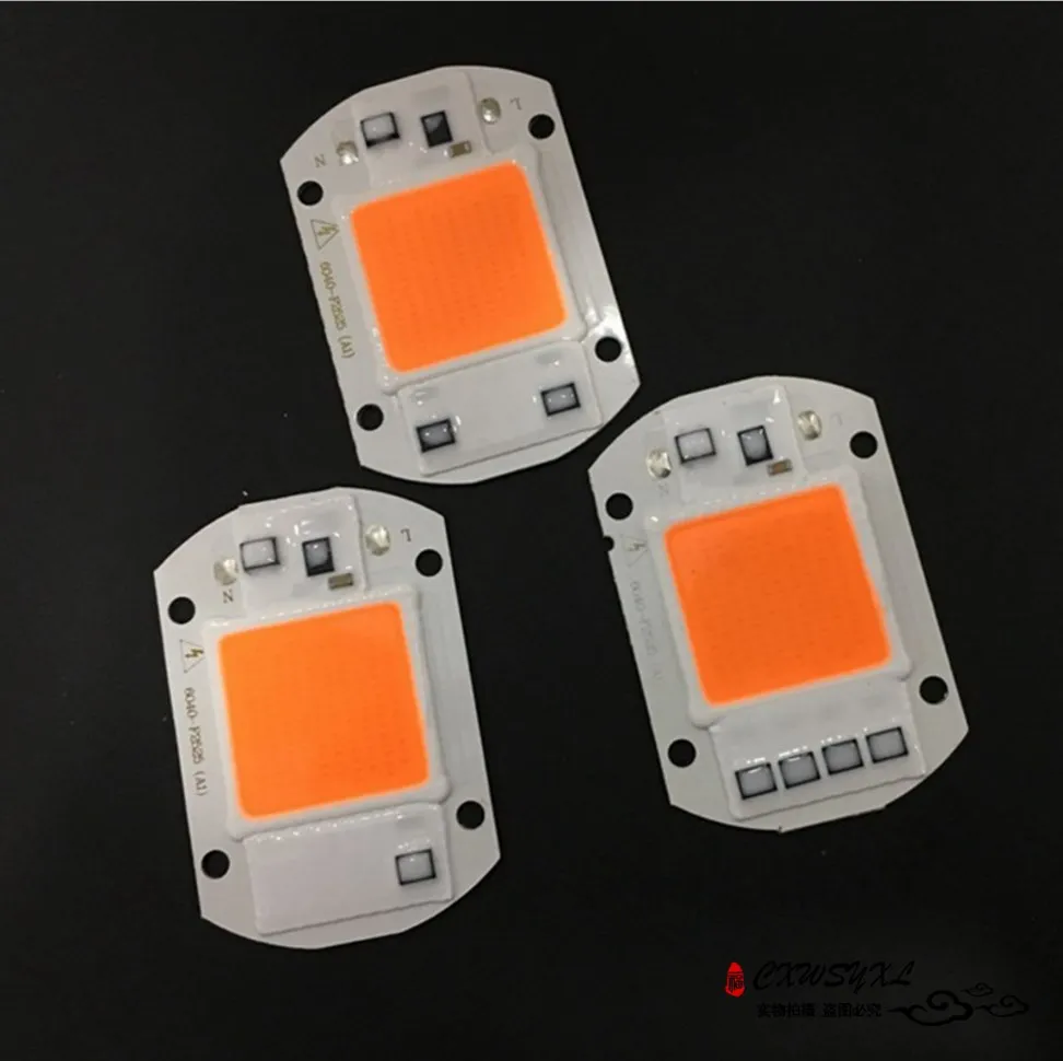 High Power Full Spectrum COB LED Grow Light Lamp Chip + lens 50W 30W 20W 110-220V Grow Led Chip For DIY LED Growth Flood Light