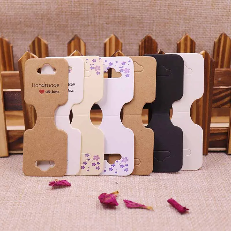 

200pcs 2018 New Kraft Necklace Card DIY Blank Kraft Necklace Card Custom Logo Jewelry Card 300gsm Paper Cardboard 90x35mm