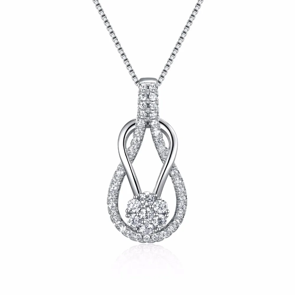

Hot New Pendant Necklace For Women Rhodium plated Luxury 925 sterling silver Bright Cubic Zirconia Fashion Pendant Necklace