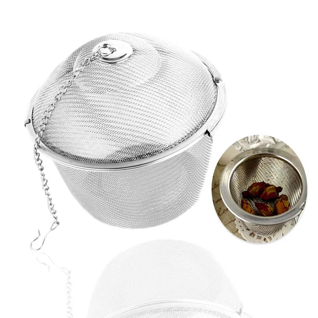 

Tea Infuser Locking Spice Tea Strainer Reusable Mesh Tea Ball Filter Loose Tea Spice Strainer 45MM/55 MM Diameter