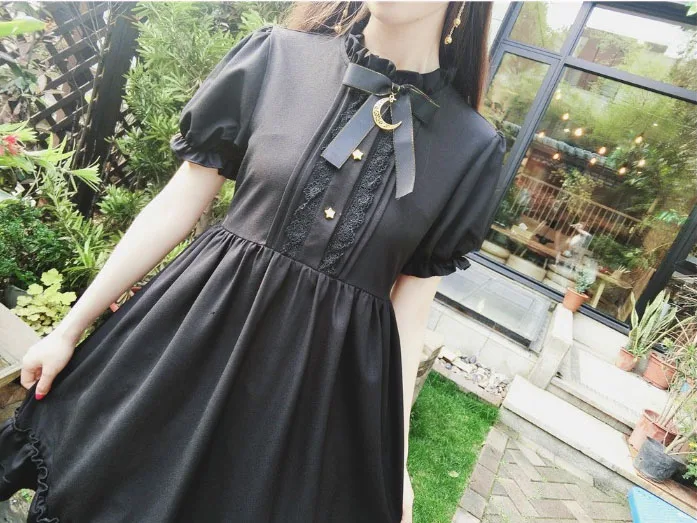 Платье с коротким рукавом в готическом стиле|sleeve dress|short sleeve dressdress black |