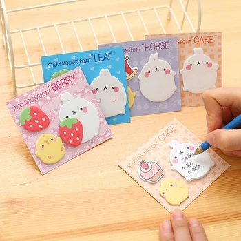 

2017 Hot Cute Animal Kawaii Molang Rabbit Flower Friut Sticky Memo Pad Sticky Notes Bookmark School Stationery Papeleria