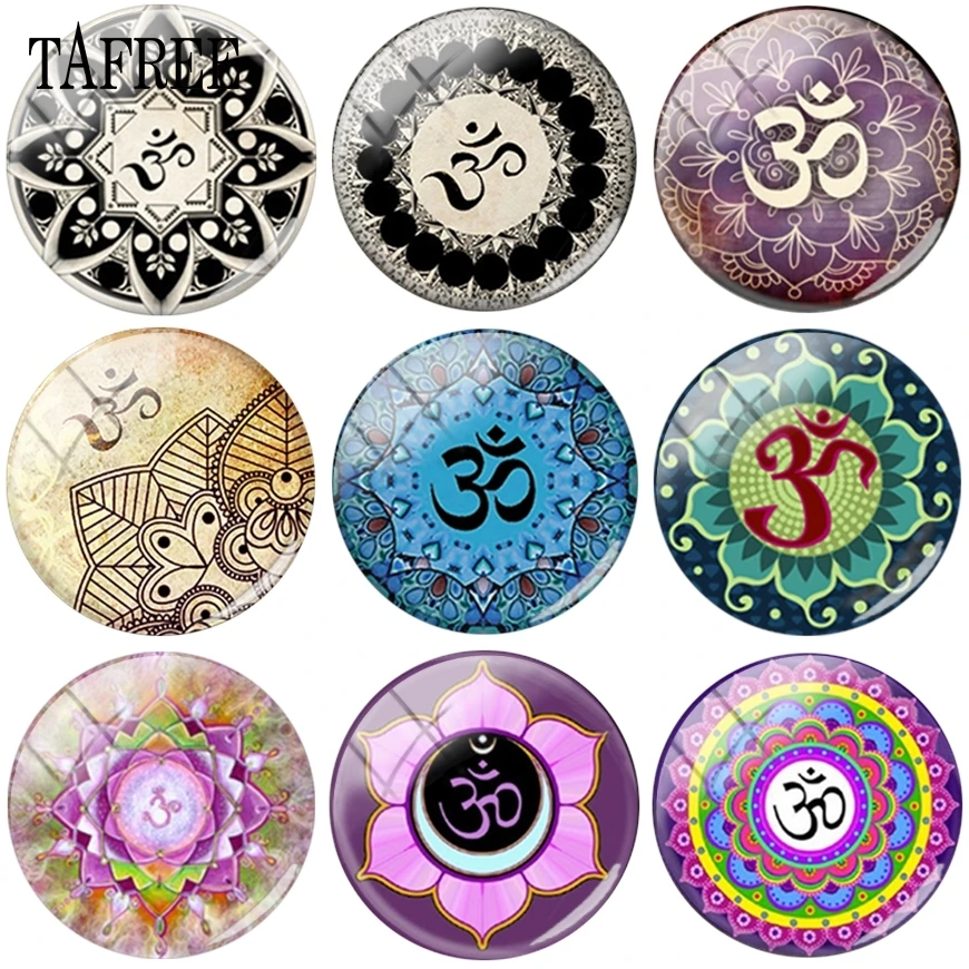 

TAFREE Zam Buddhism Picture DIY Jewelry Beads 25mm Glass Cabochon Dome Base Cover Pendant For Brooches Pin