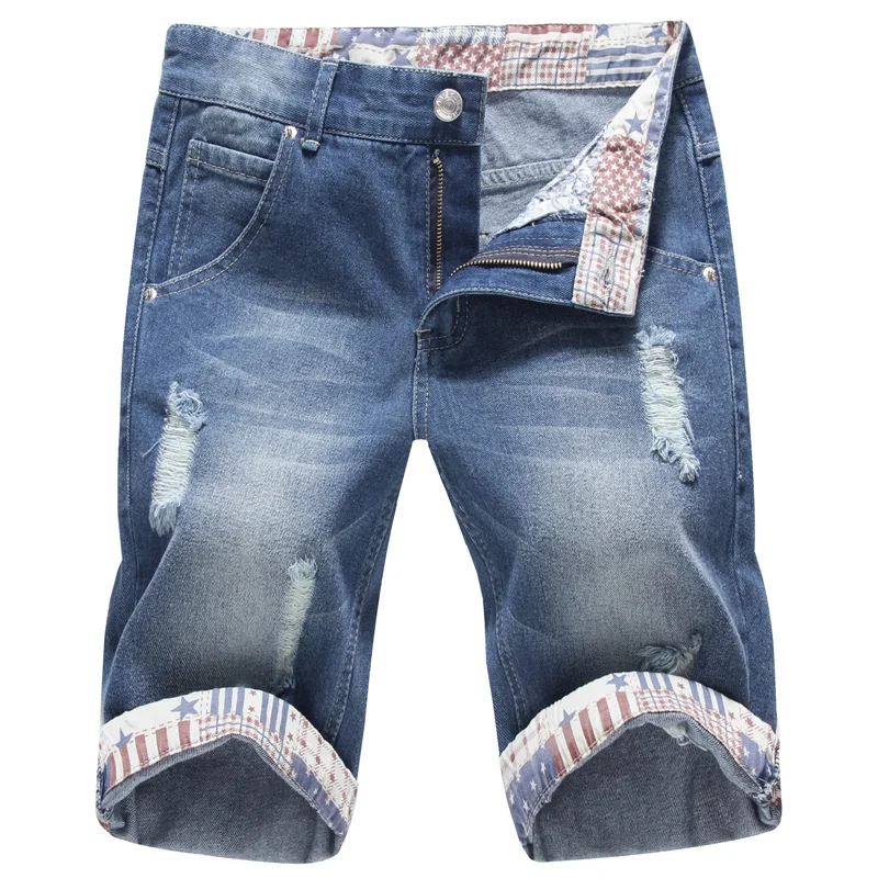 2018 джинсовые брюки Для мужчин s шорты летние модные мужские короткие джинсы бермуды повседневные мужские джинсы с отверстиями Masculina