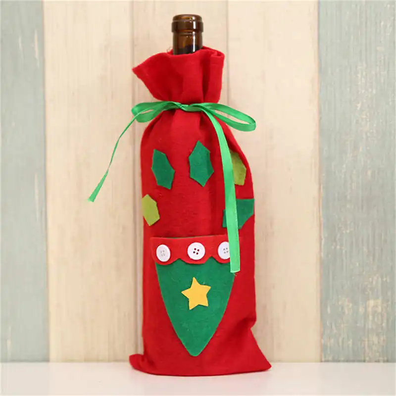 Christmas Wine Bottle Cover Table Decoration Christmas Gift Christmas Hats Cap Santa Claus Bottle Cover Xmas Party Gift #2o25 (3)
