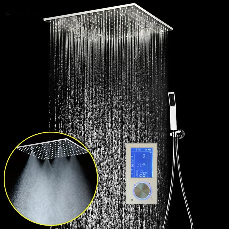 

3Jets Intelligent Digital LCD Display Rain Shower Set Installed in Wall 20" SPA Mist Rainfall Thermostatic Touch Panel Shower