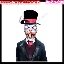 Бесплатная доставка новые партии Реалистичная Белый Кролик маска полный Уход за кожей лица голову Латекс Кролик маска с шляпу животных