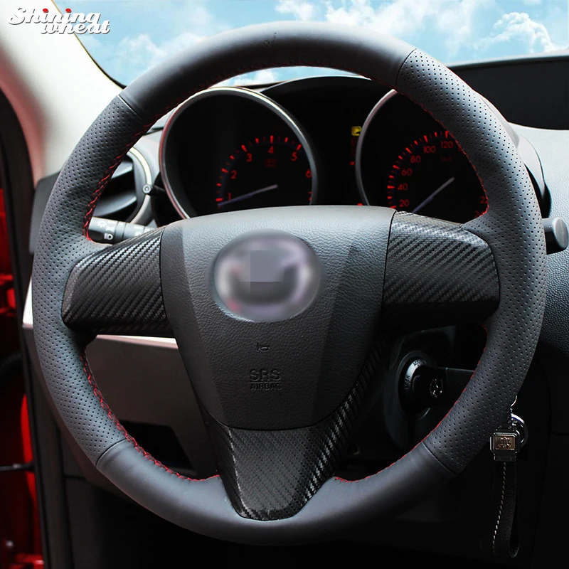 Чехол на руль BANNIS прошитый вручную черный кожаный чехол для Mazda 3 CX7 2011-2013 |