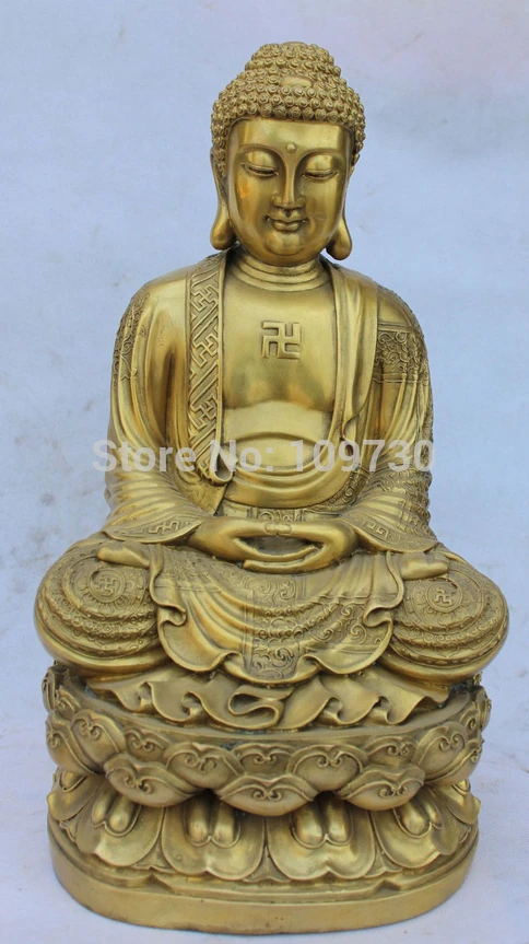 002277 15&quot Chinese Tibetan Buddhism Bronze Shakyamuni Sakyamuni Buddha On Lotus Statue | Дом и сад