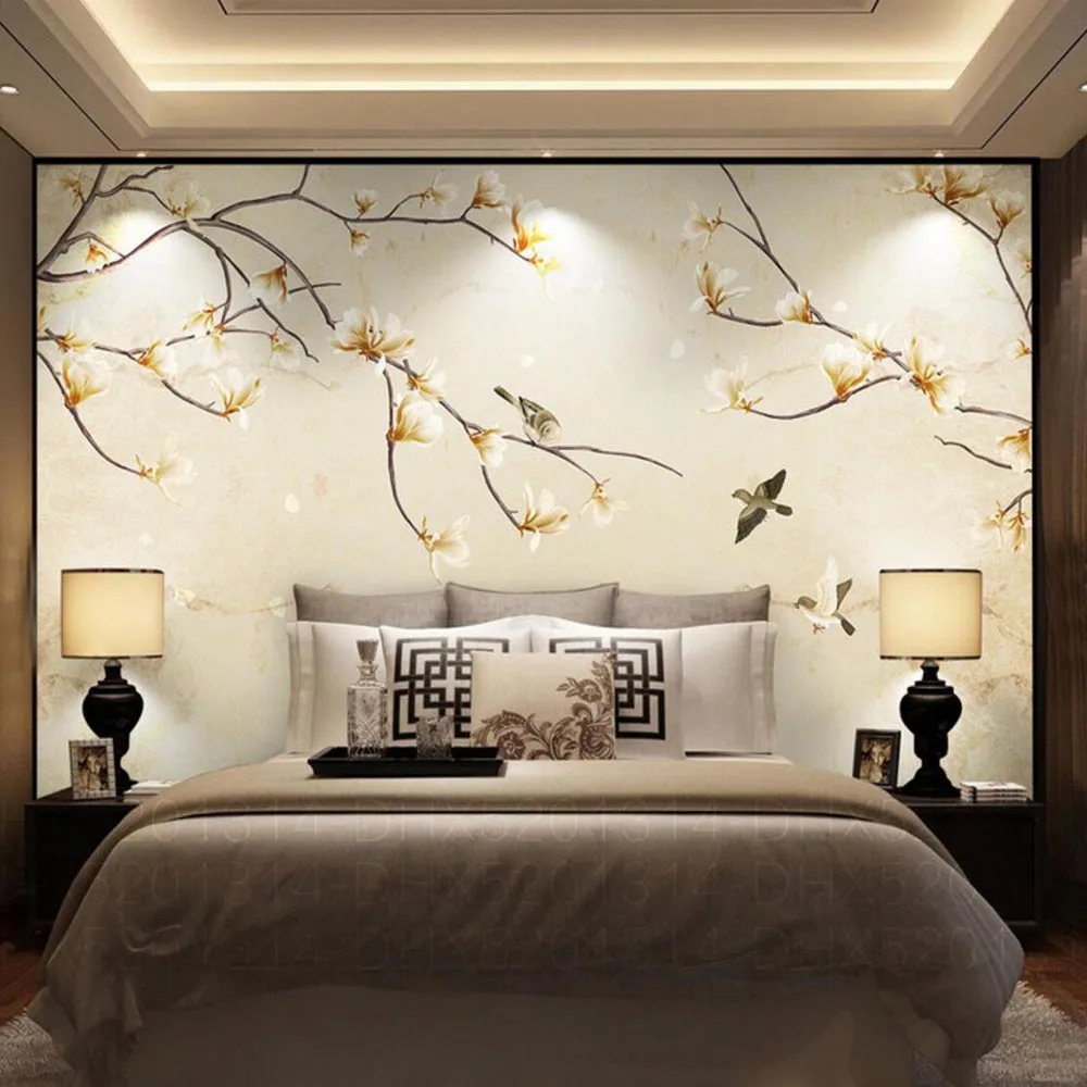 

Yulan Magnolia Flower Bird Painting Wallpaper Chinese Style Mural for Living Room Photo Wall Paper Wall Art Decor Wall Papers 3d
