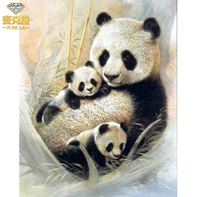 Yikela 3D Diamond Lukisan Cute Panda Kristal Rhinestone 