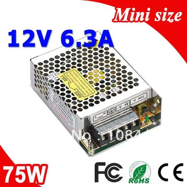 

MS-75-12 75W Mean well LED Power Suply 12V 6.3A Transformer 110V 220V AC to DC Output