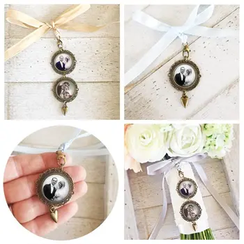

personalize Wedding Memorial Photo Bouquet charms ,Custom photo bouquet pendant anniversary bride keepsake Gifts for bestfriend