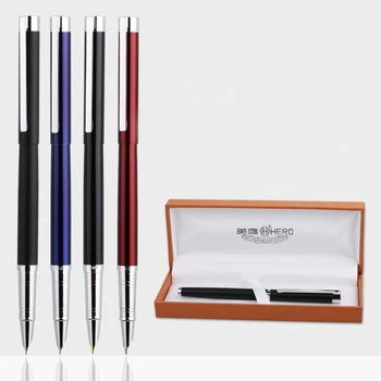

Luxury Smooth Metal Fountain Pen Silver Clip 0.5mm Nib Writing Pens with Gift Box Free Shipping Office Supplies