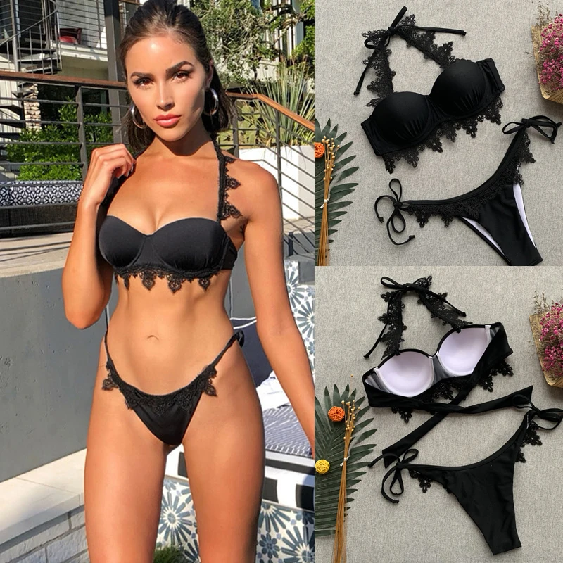 ladies black bikinis