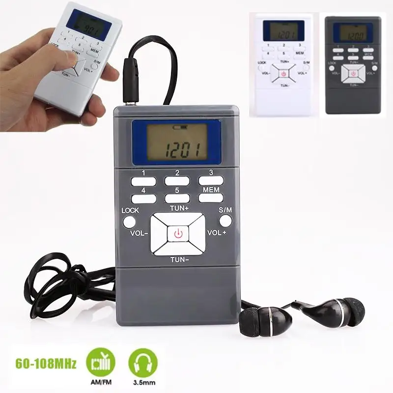 

New Mini Portable FM Radio Slim Pocket Personal Handheld Digital Display Battery Powered FM Radio Receiver with Earphone