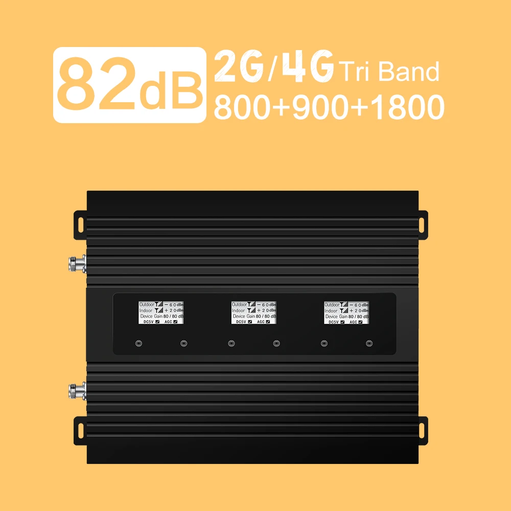 Усилитель сигнала 2G 4G трехдиапазонный 82dB Smart мобильный телефон LTE 800 GSM 900 DCS 1800
