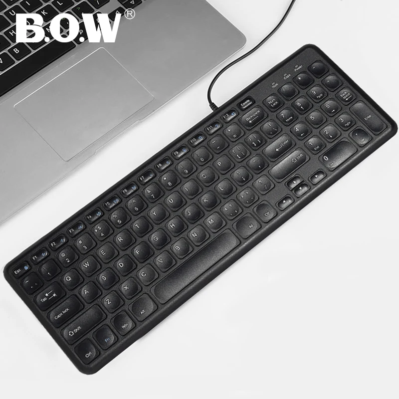 B.O.W Проводная клавиатура 96 клавиш тонкая проводная USB для ПК компьютера ноутбука