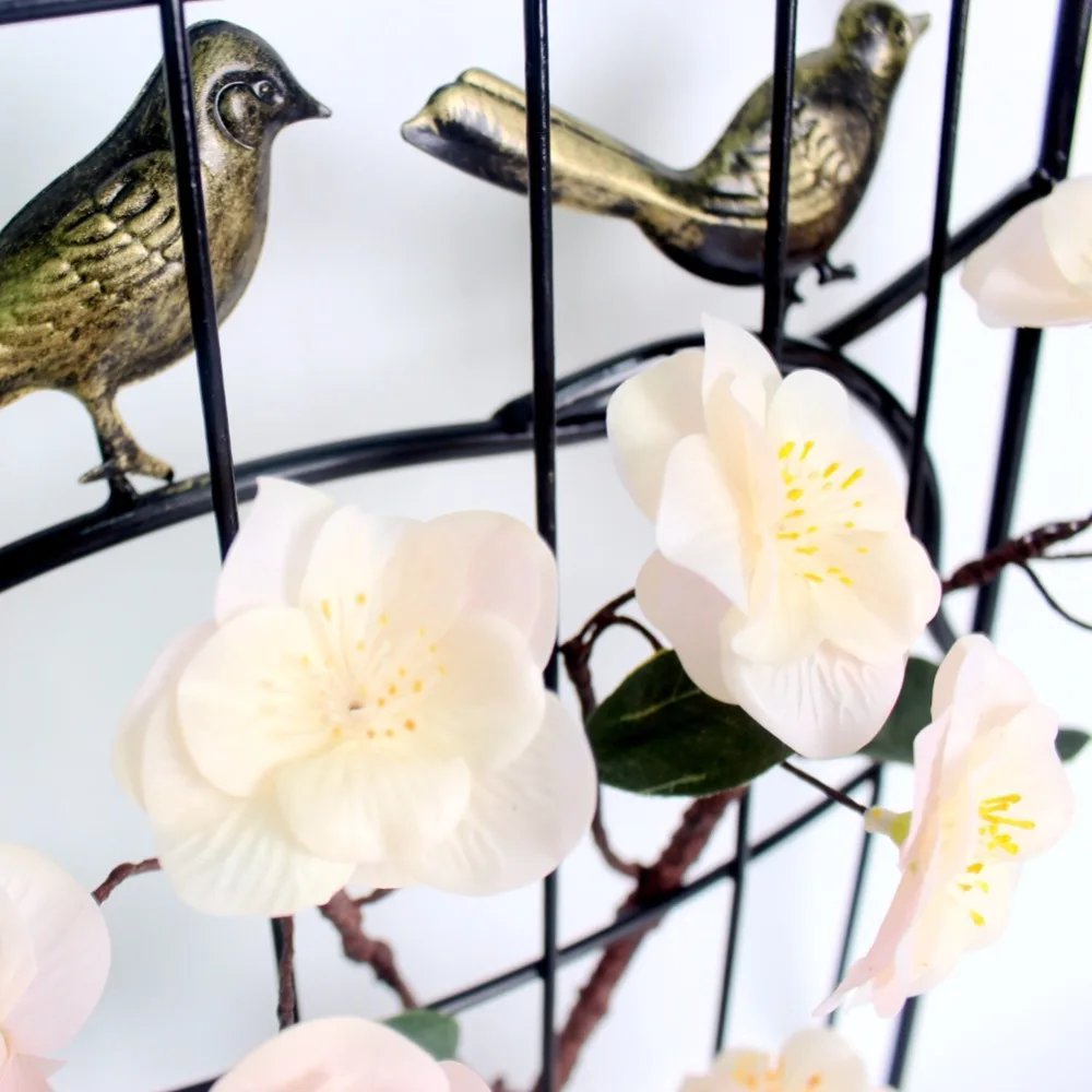 Large Iron Antique Decorative Half BirdCages Classic Iron Birdcage With Artificial flower for Wedding Home Deco (9)