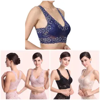

Newly 2019 Droppshiping Extra Elastic Air Permeable Lace Bra Full Coverage Lightly Padded Wire Free dg88