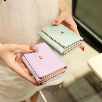 

Women PU Leather Wallet Coin Pocket Card Holder Heart Shape Purse Brand Ladies Purse High Quality Small Wallets Female Cartera