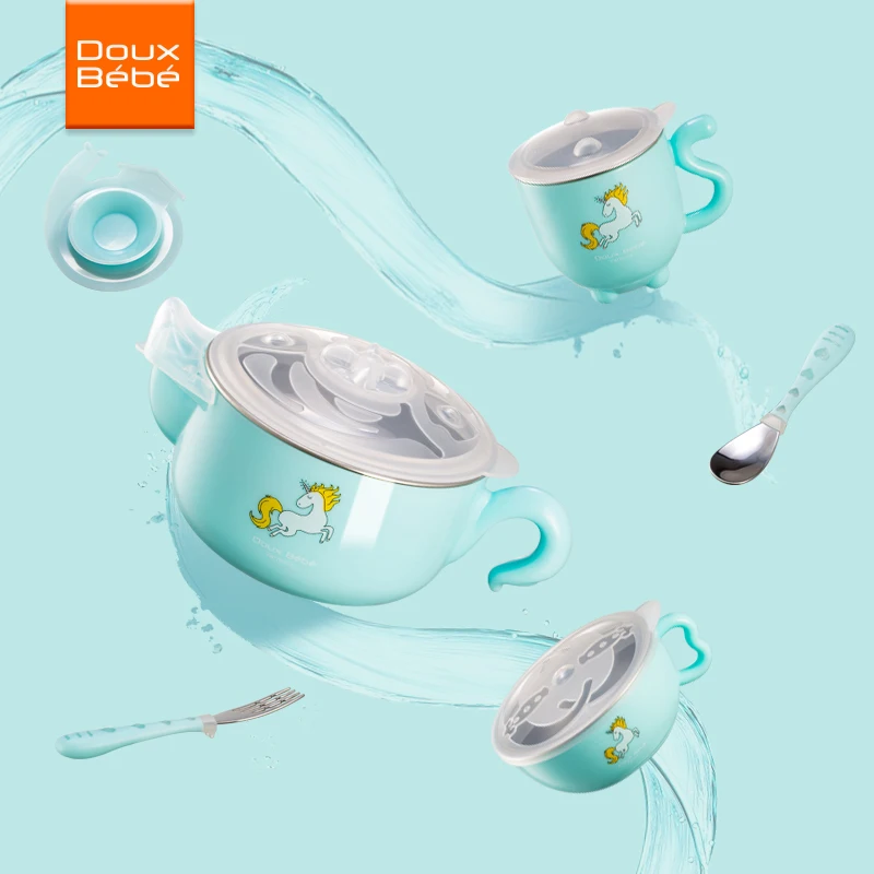 Doux Bebe placa de calentamiento inyección de agua caliente aislamiento de alimentos platos vajilla tazón bebé vajilla alimentación