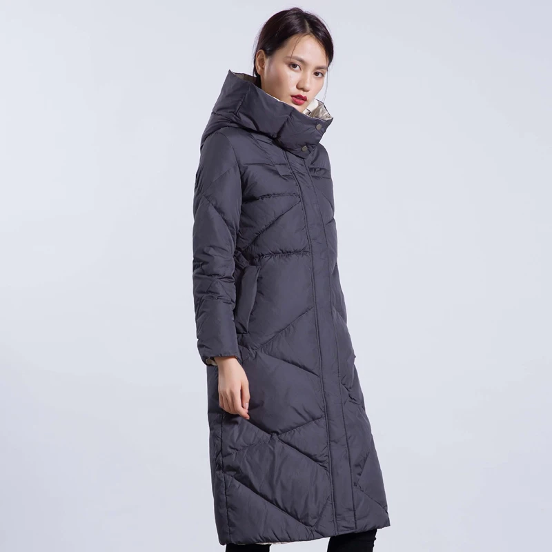 YNZZU бренд Зимний пуховик женский корейский элегантный красный длинный свободный утиный пух пальто Женская куртка с капюшоном пальто O599