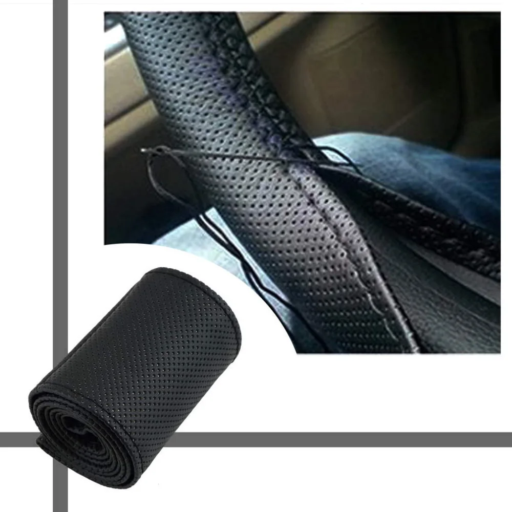 

Car Steering Wheel Cover Braid on the Steering Wheel Microfiber Skid-Proof Cover Entire Single Connector 36-38cm Car-styling