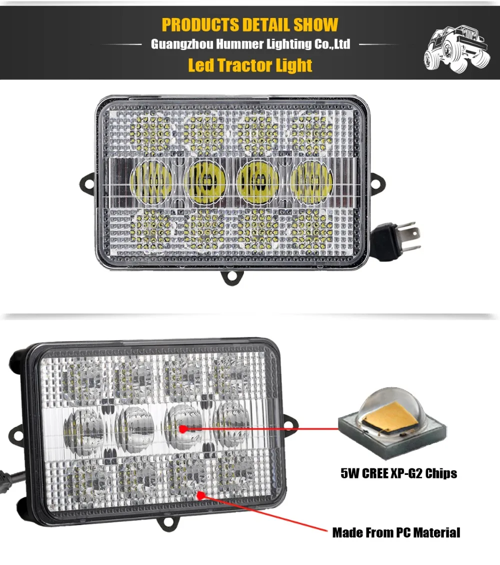 6x4 Светодиодные Фары Трактора 60 Вт 12 В СИД Sealed beam с высоким ближнего света led work вождения огни, используемые для сочетает в себе x1pc